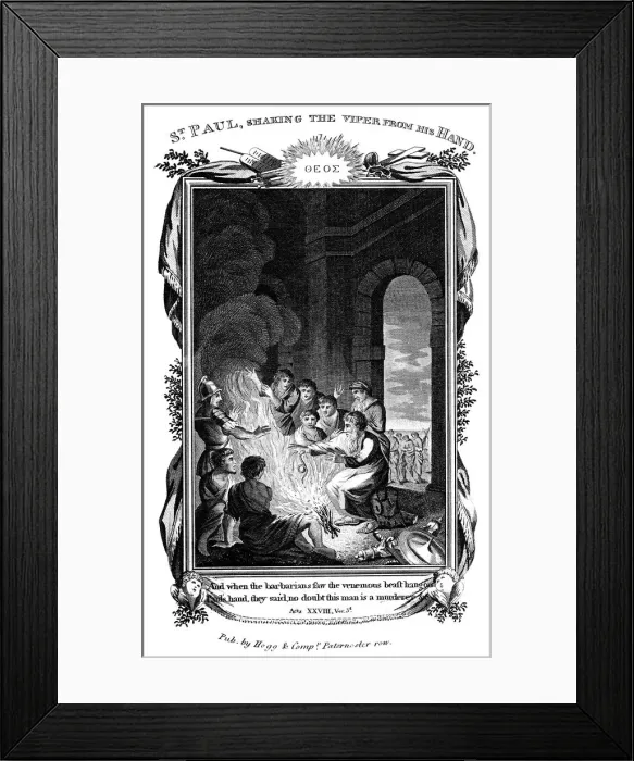 Framed Print : St Paul the Apostle shaking the viper from his hand, c1808 Framed Print : St Paul the Apostle shaking the viper from his hand, c1808