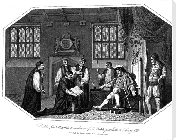 Henry VIII being presented with Cranmers Bible, 1540 (1824)