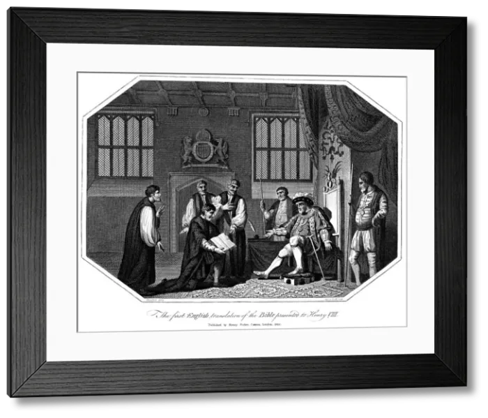Framed Print : Henry VIII being presented with Cranmers Bible, 1540 (1824) Framed Print : Henry VIII being presented with Cranmers Bible, 1540 (1824)