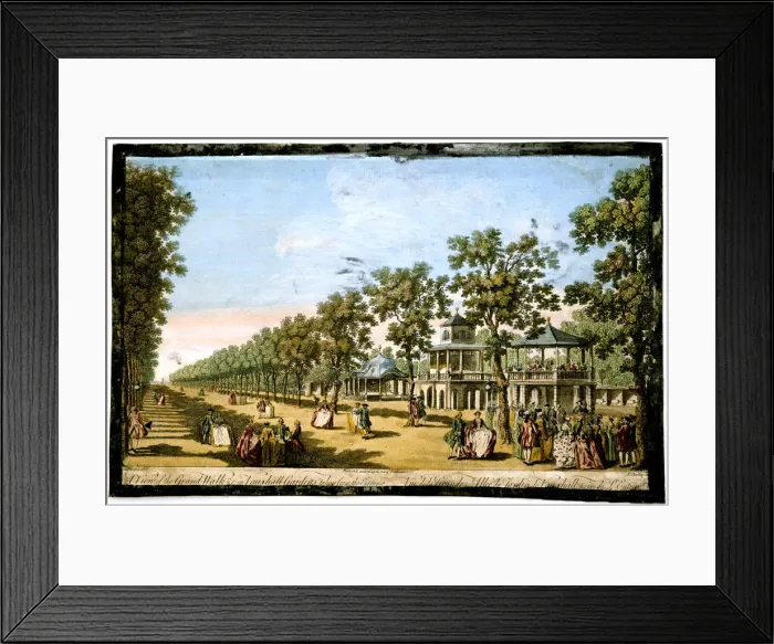 Framed Print : View of the Grand Walk etc in Vauxhall Gardens taken from the Entrance, London, c1760. Artist: Edward Rooker Framed Print : View of the Grand Walk etc in Vauxhall Gardens taken from the Entrance, London, c1760. Artist: Edward Rooker