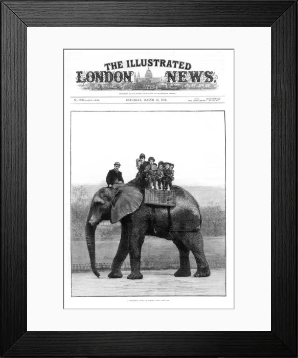 Framed Print : A Farewell Ride on Jumbo, London Zoo, 1882 Framed Print : A Farewell Ride on Jumbo, London Zoo, 1882