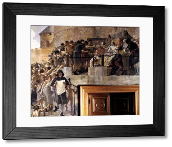 Framed Print : Louis VI of France granting the citizens of Paris their first charter, 12th century (c1858-1921). Artist: Jean-Paul Laurens Framed Print : Louis VI of France granting the citizens of Paris their first charter, 12th century (c1858-1921). Artist: Jean-Paul Laurens