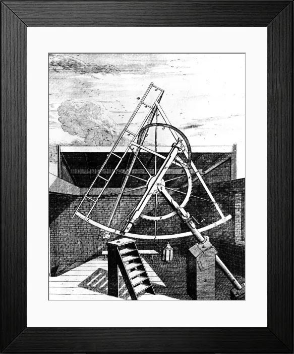 Framed Print : Flamsteeds equatorially mounted sextant fitted with telescope, 1725 Framed Print : Flamsteeds equatorially mounted sextant fitted with telescope, 1725