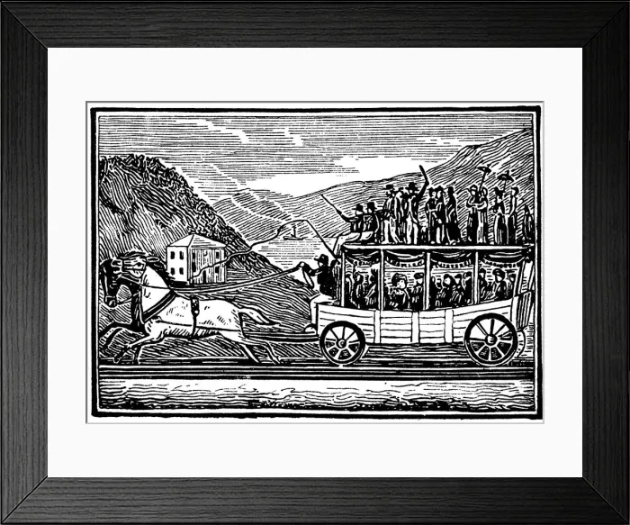 Framed Print : Horse-drawn carriage on the Baltimore and Ohio Railroad c1830 Framed Print : Horse-drawn carriage on the Baltimore and Ohio Railroad c1830