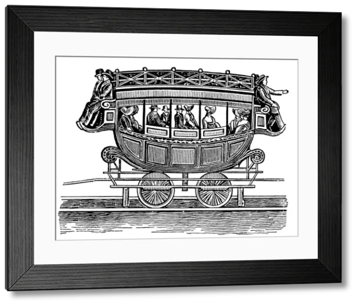 Framed Print : Early American railroad car adopted from road transport Framed Print : Early American railroad car adopted from road transport