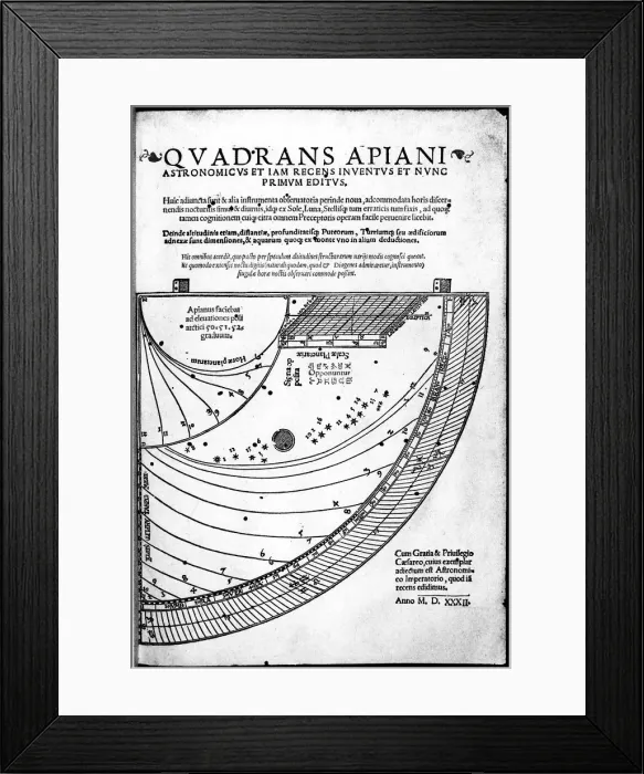 Framed Print : Title page of Quadrans Apiani by German mathematician and astronomer Peter Apian, 1532