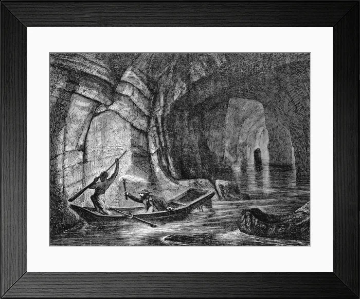 Framed Print : Exploring a subterranean river in the Mammoth Cave, Kentucky, USA, c1870 Framed Print : Exploring a subterranean river in the Mammoth Cave, Kentucky, USA, c1870