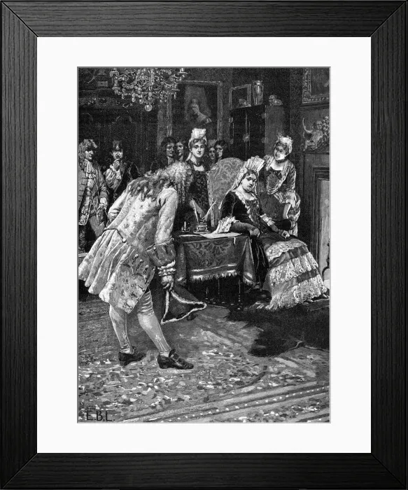 Framed Print : Queen Anne receiving the Duke of Marlborough, 19th century Framed Print : Queen Anne receiving the Duke of Marlborough, 19th century