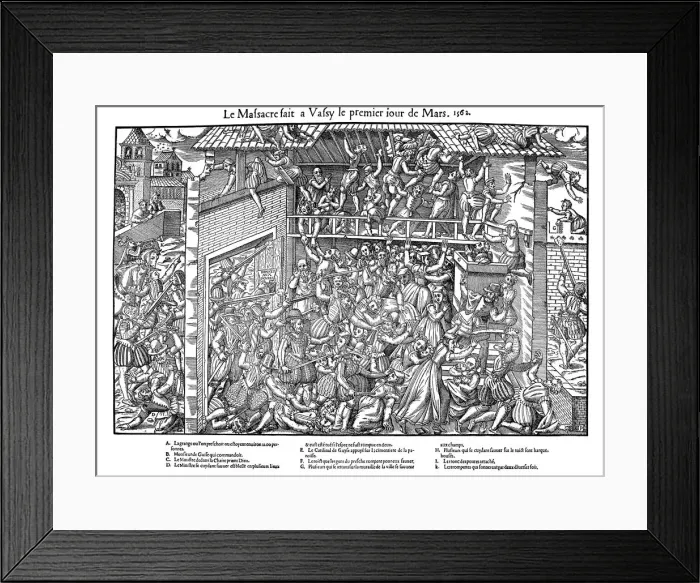 Framed Print : Massacre at Vassy, French Religious Wars, 1 March 1562 (1570). Artist: Jacques Tortorel Framed Print : Massacre at Vassy, French Religious Wars, 1 March 1562 (1570). Artist: Jacques Tortorel