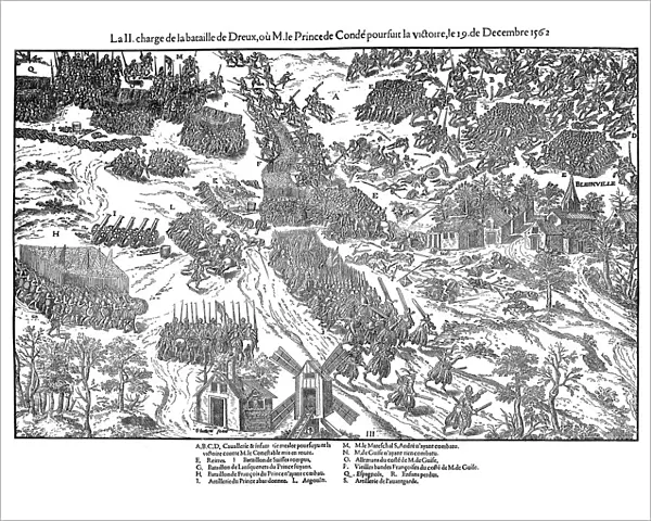 Second charge at the Battle of Dreux, French Religious Wars, 19 December 1562 (1570). Artist: Jacques Tortorel