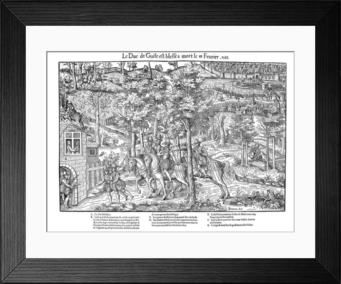 Framed Print : Murder of Francois de Lorraine, Duc de Guise, French Religious Wars, 18 February 1563 (1570). Artist: Jean Jacques Perrissin Framed Print : Murder of Francois de Lorraine, Duc de Guise, French Religious Wars, 18 February 1563 (1570). Artist: Jean Jacques Perrissin