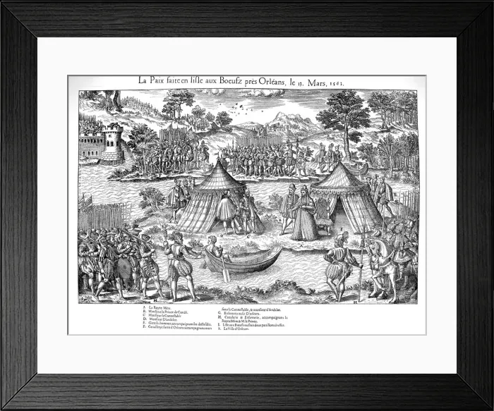 Framed Print : Peace of Amboise ending the first French Religious War, 13 March 1563 (1570). Artist: Jacques Tortorel Framed Print : Peace of Amboise ending the first French Religious War, 13 March 1563 (1570). Artist: Jacques Tortorel
