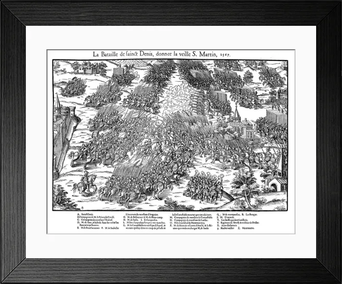 Framed Print : Battle of St Denis, French Religious Wars, 10 November 1567 (1570). Artist: Jacques Tortorel Framed Print : Battle of St Denis, French Religious Wars, 10 November 1567 (1570). Artist: Jacques Tortorel