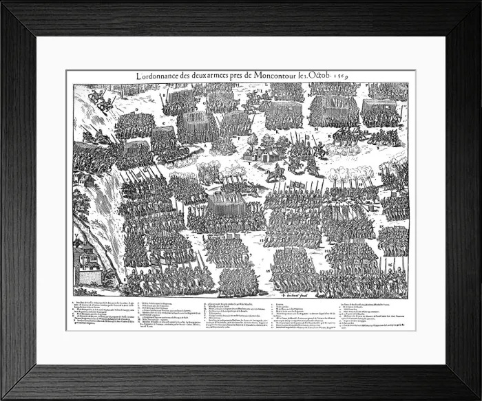 Framed Print : Battle of Montcontour, French Religious Wars, 3 October 1569 (1570). Artist: Jacques Tortorel Framed Print : Battle of Montcontour, French Religious Wars, 3 October 1569 (1570). Artist: Jacques Tortorel