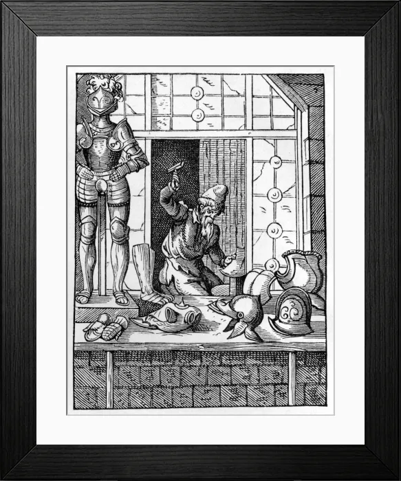Framed Print : Armourer, c1559-1591. Artist: Jost Amman Framed Print : Armourer, c1559-1591. Artist: Jost Amman