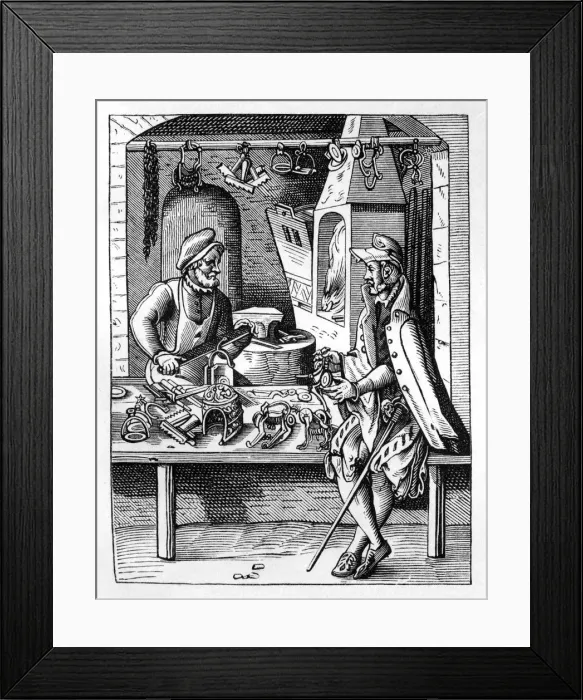 Framed Print : The spur maker, c1559-1591. Artist: Jost Amman Framed Print : The spur maker, c1559-1591. Artist: Jost Amman
