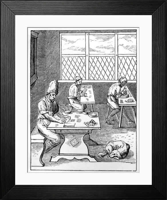 Framed Print : Pin and needle maker, c1559-1591. Artist: Jost Amman Framed Print : Pin and needle maker, c1559-1591. Artist: Jost Amman