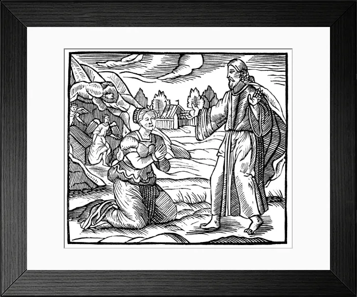 Framed Print : Mary Magdalene seeing the apparition of the risen Jesus Christ, c1500 Framed Print : Mary Magdalene seeing the apparition of the risen Jesus Christ, c1500