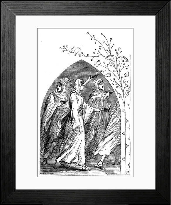 Framed Print : The Wise Virgins going to meet the bridegroom, their lamps shining brightly, 1883 Framed Print : The Wise Virgins going to meet the bridegroom, their lamps shining brightly, 1883