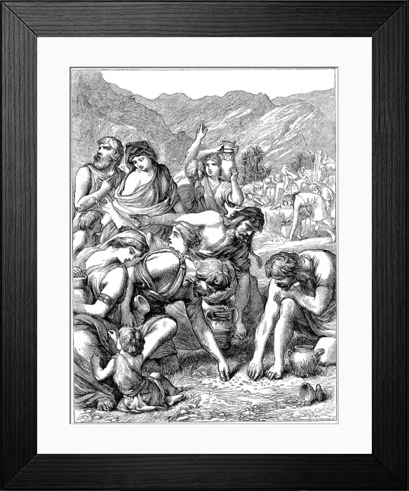 Framed Print : Israelites in the wilderness collecting the manna that fell from Heaven, 1869 Framed Print : Israelites in the wilderness collecting the manna that fell from Heaven, 1869