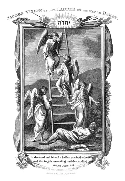 Jacobs dream of angels ascending and descending the ladder to heaven, c1808