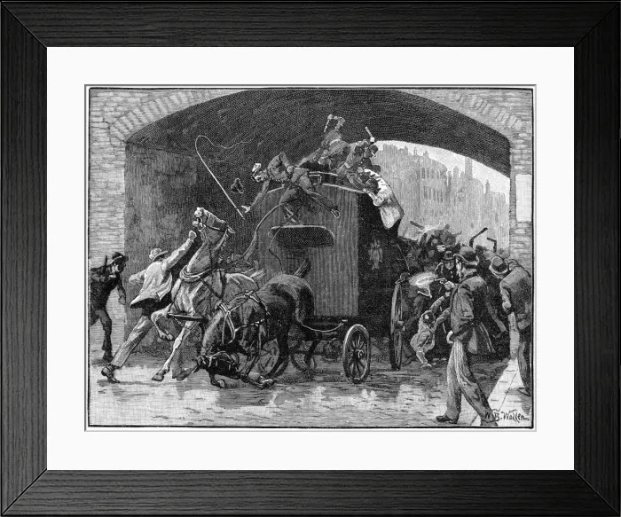 Framed Print : Freeing of the Fenian Conspiracy leaders from a police van, Hyde Street, Manchester, 1867 Framed Print : Freeing of the Fenian Conspiracy leaders from a police van, Hyde Street, Manchester, 1867