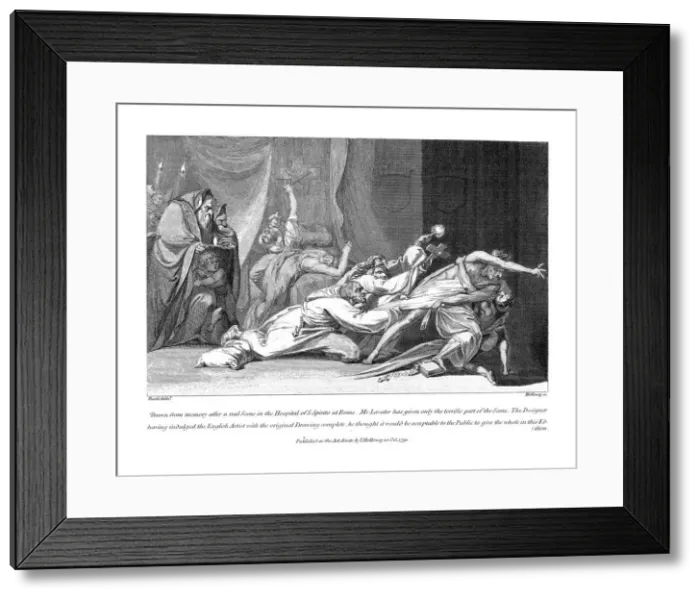 Framed Print : Attempt to exorcise evil spirits possessing a patient in San Spirito Hospital, Rome, 1792. Artist: Henry Fuseli Framed Print : Attempt to exorcise evil spirits possessing a patient in San Spirito Hospital, Rome, 1792. Artist: Henry Fuseli