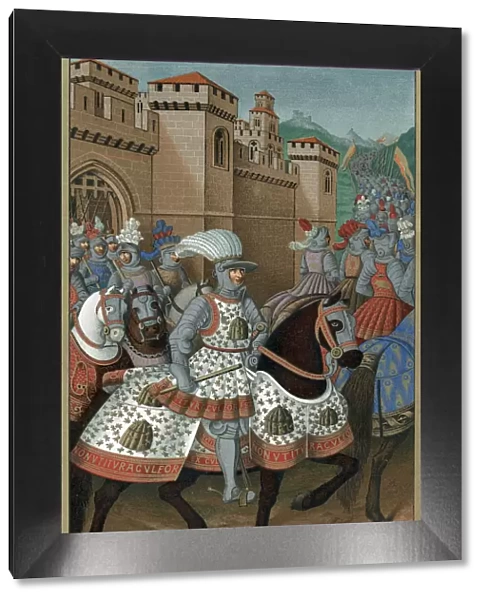 Louis XII, King of France, riding out with his army to chastise the city of Genoa, 24 April 1507