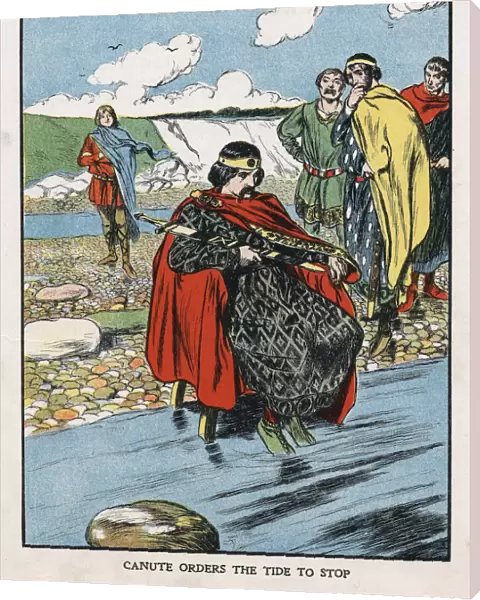 King Canute trying to turn back the tide, early 11th century (early 20th century)