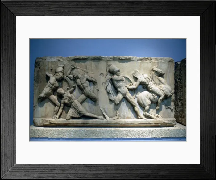Framed Print : Relief depicting Greek soldiers fighting Amazons Framed Print : Relief depicting Greek soldiers fighting Amazons
