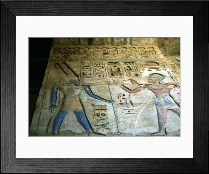 Framed Print : Painted relief, temple of Rameses III, Medinet Habu, Egypt, 12th century BC Framed Print : Painted relief, temple of Rameses III, Medinet Habu, Egypt, 12th century BC