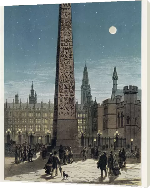 Cleopatras Needle outside the Houses of Parliament, London, c late 19th century