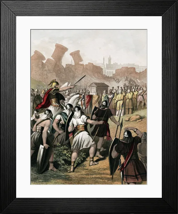 Framed Print : Joshua urges on his army outside the walls of Jericho, c1860 Framed Print : Joshua urges on his army outside the walls of Jericho, c1860