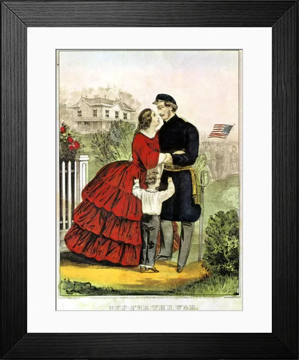 Framed Print : Off for the War. Artist: Currier and Ives Framed Print : Off for the War. Artist: Currier and Ives