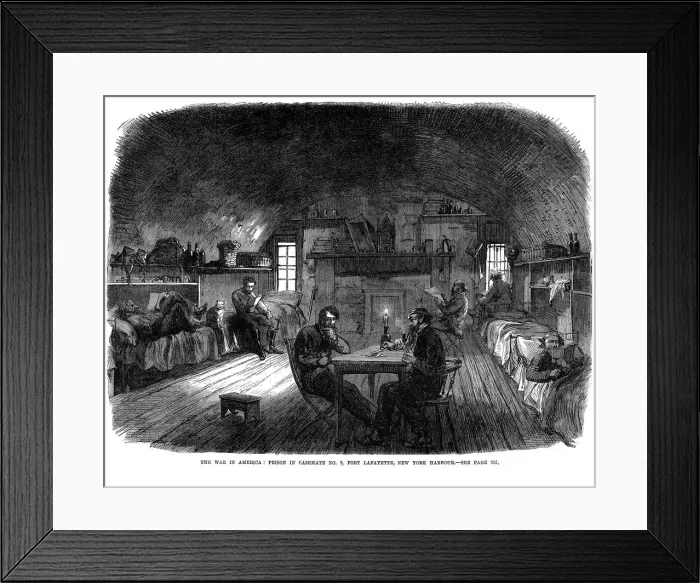 Framed Print : Federal (northern) prison in Fort Lafayette, New York Harbour, American Civil War, 1865 Framed Print : Federal (northern) prison in Fort Lafayette, New York Harbour, American Civil War, 1865