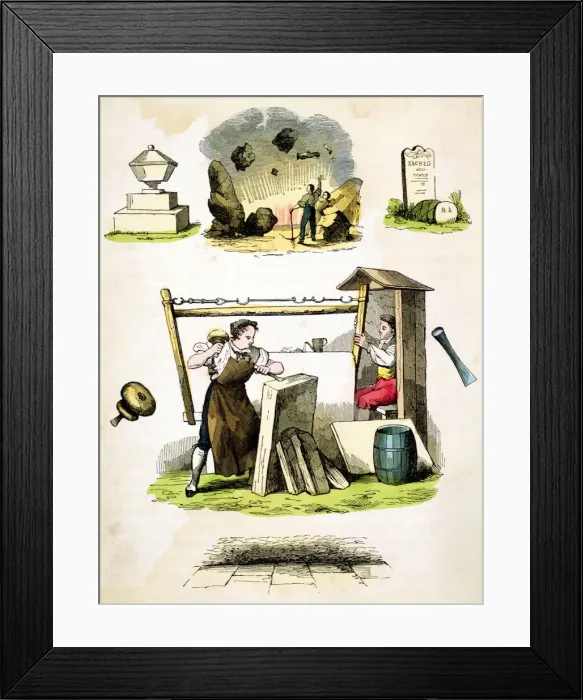 Framed Print : Stonemasons, c1845 Framed Print : Stonemasons, c1845