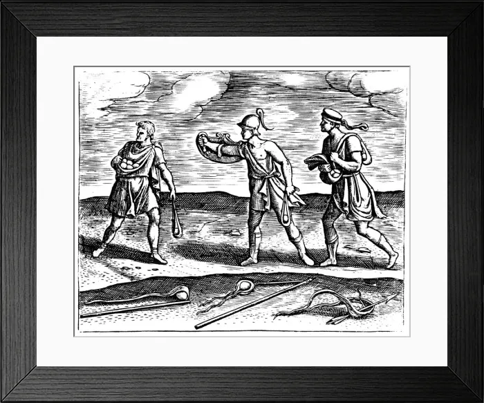 Framed Print : Roman soldiers: stone slingers and their equipment, 1605