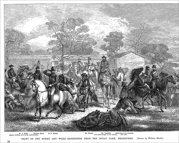 Burke and Wills expedition setting out from Royal Park, Melbourne, Australia, 20 August 1860