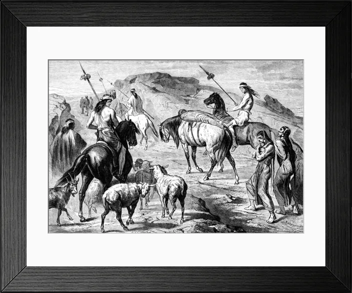 Framed Print : Patagonian funeral procession, c1880 Framed Print : Patagonian funeral procession, c1880