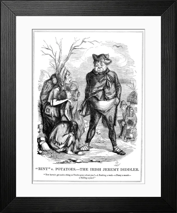 Framed Print : Rint v Potatoes - The Irish Jeremy Diddler, 1845 Framed Print : Rint v Potatoes - The Irish Jeremy Diddler, 1845
