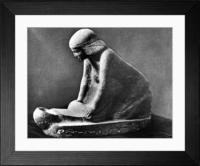 Framed Print : Egyptian tomb figure of a woman grinding corn using a saddle quern, c2500 BC Framed Print : Egyptian tomb figure of a woman grinding corn using a saddle quern, c2500 BC