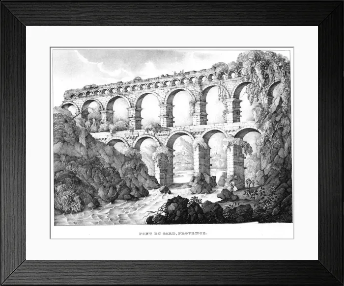 Framed Print : Pont du Gard, Nimes, southern France, 19th century Framed Print : Pont du Gard, Nimes, southern France, 19th century