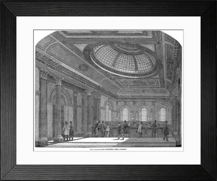 Framed Print : Telling room, National Bank of Scotland, Glasgow, c1860 Framed Print : Telling room, National Bank of Scotland, Glasgow, c1860