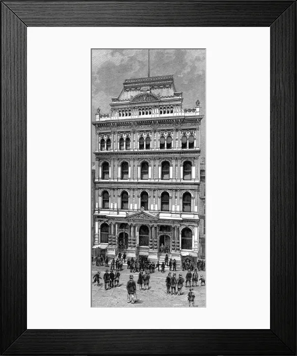Framed Print : Exterior view of the New York Stock Exchange, 1885 Framed Print : Exterior view of the New York Stock Exchange, 1885