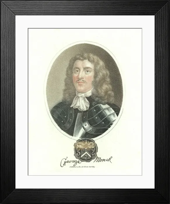 Framed Print : George Monck, 1st Duke of Albermarle, 17th century English soldier, 1817