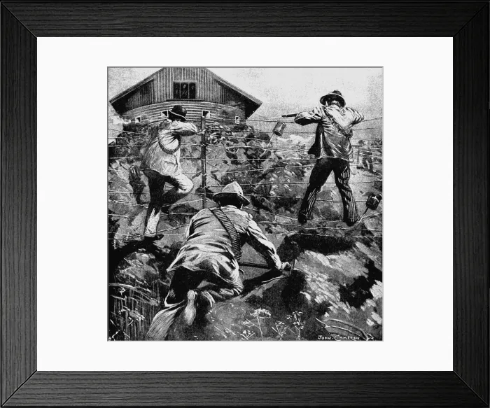 Framed Print : Boers attacking a British blockhouse (microfort) during the 2nd Boer War 1899-1902 Framed Print : Boers attacking a British blockhouse (microfort) during the 2nd Boer War 1899-1902