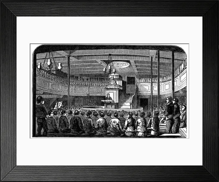 Framed Print : Chapel on board the prison hulk Warrior at Woolwich, London, 1848 Framed Print : Chapel on board the prison hulk Warrior at Woolwich, London, 1848