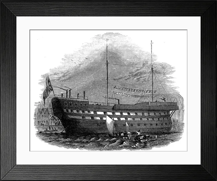 Framed Print : Prison hulk Warrior at Woolwich, London, 1848 Framed Print : Prison hulk Warrior at Woolwich, London, 1848