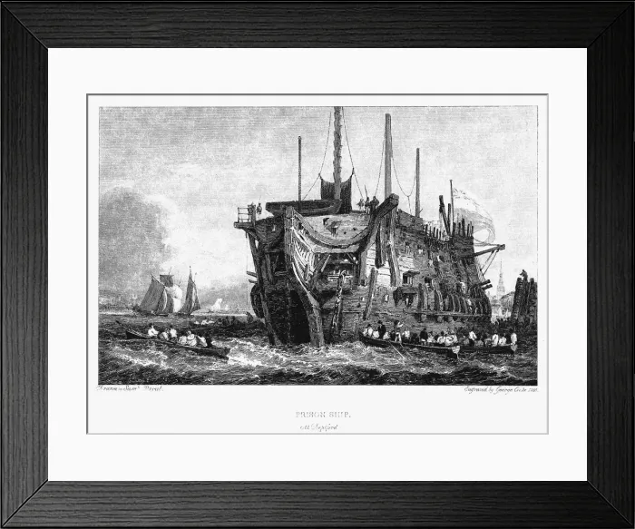 Framed Print : Prison hulk at Deptford, London, c1826 Framed Print : Prison hulk at Deptford, London, c1826
