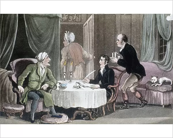 Doctor Syntax making his will, c1816. Artist: Thomas Rowlandson